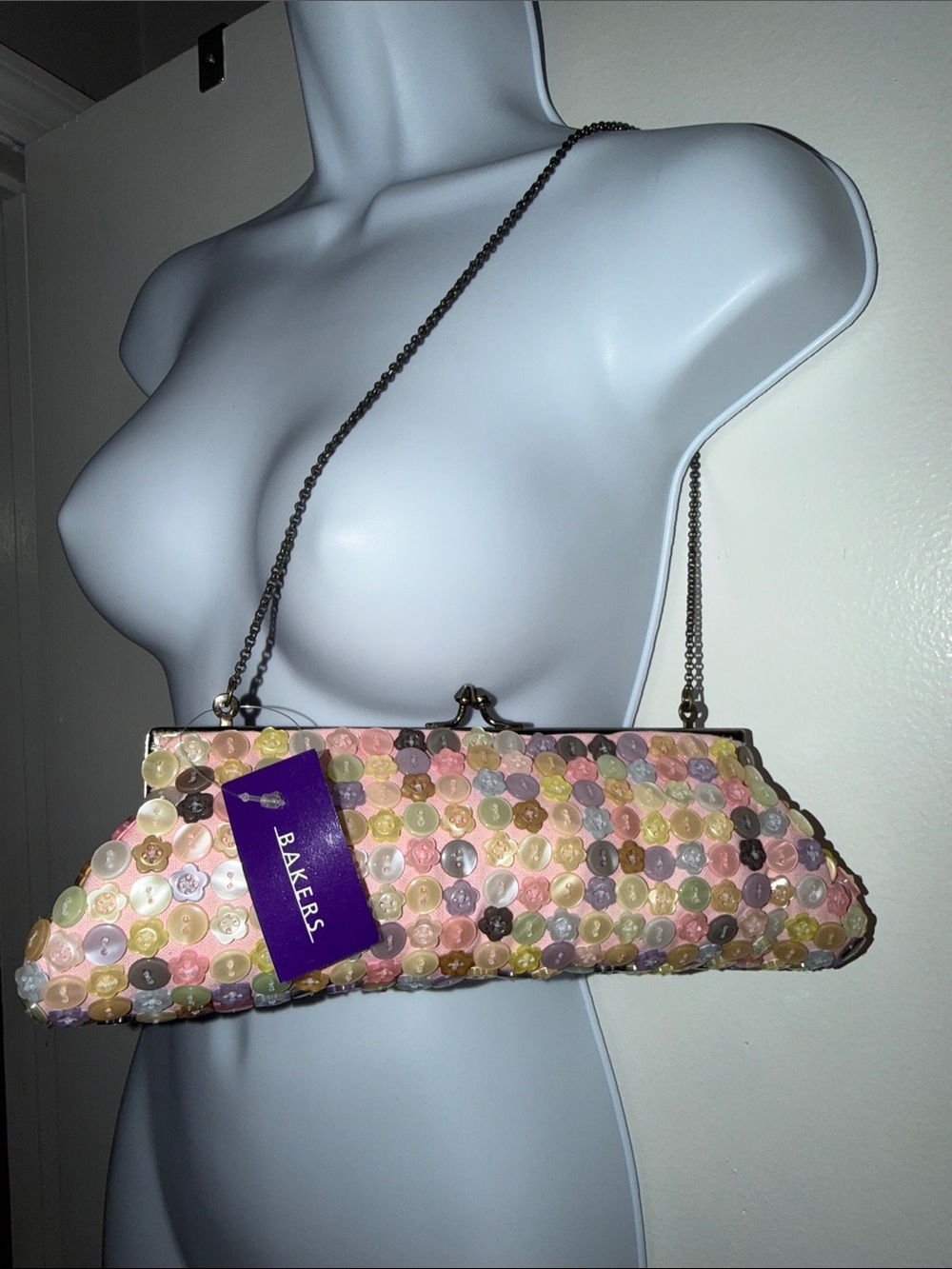 NWT Y2K Bakers Pastel Multi-Color Button Shoulder Clutch